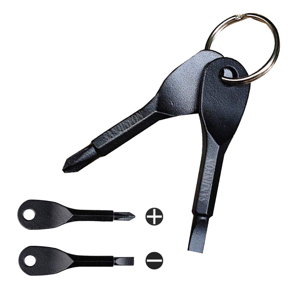 Picture of 1 Set Stainless Steel Mini EDC Multifunction Screwdriver Key Shape Slotted Screwdrivers Keychain Pocket Repair Tool