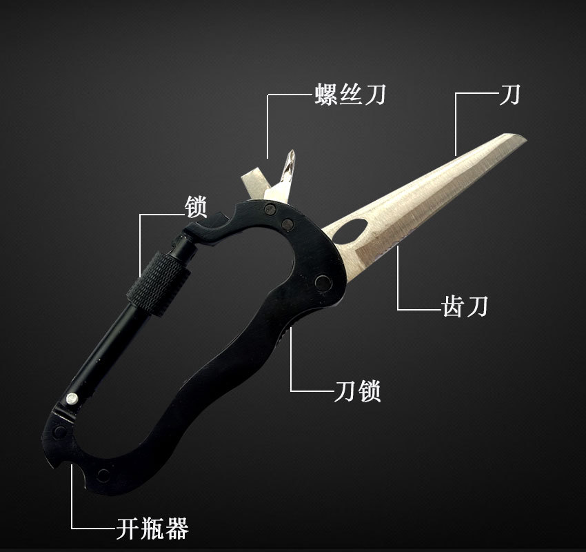 Picture of 5 in 1 multitool with carabiner