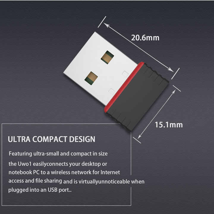 Picture of RTL8188 Wi-fi Network Card Mini Wireless USB wifi receiver | Adapter | 300mbps | Dongle |802.11BGN Network Card | 300 Mbps | 40m Range | USB 2.0 With CD  - Black - 286438000