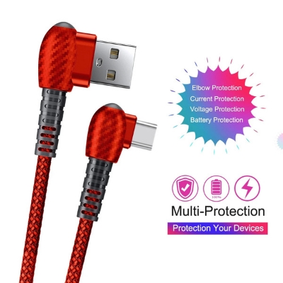 Picture of Type C - Durable 3A fast charging 90 degrees elbow charcoal pattern Charging Cable for Type C Port