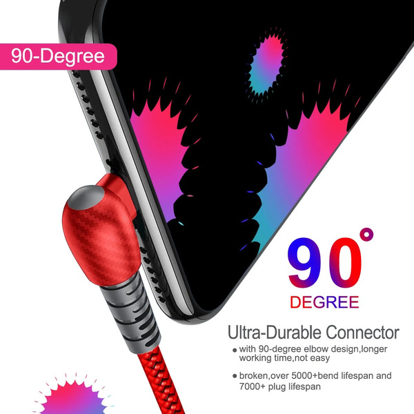 Picture of Type C - Durable 3A fast charging 90 degrees elbow charcoal pattern Charging Cable for Type C Port