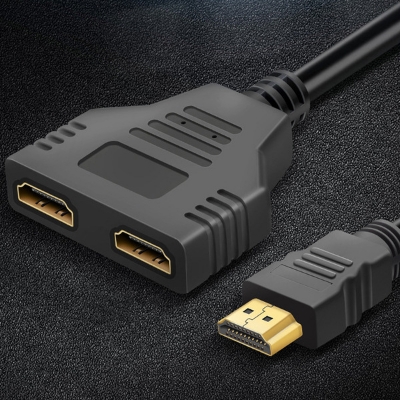 Picture of HDMI Splitter - Single HDMI to Double HDMI Converter Cable HDMI Male to 2 HDMI Female 1 in 2 out Splitter
