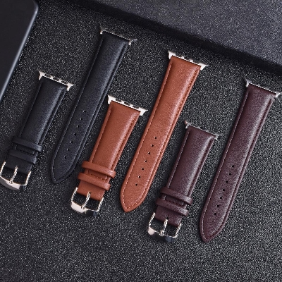 Picture of Leather Watchband Soft Material Watch Band Wrist Strap 20mm 22mm 42mm 44mm 45mm 49mmWith Silver Stainless Steel Buckle