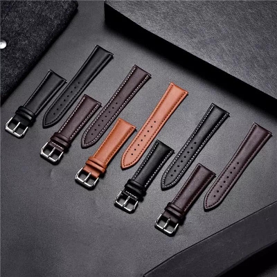 Picture of Leather Watchband Soft Material Watch Band Wrist Strap 20mm 22mm 42mm 44mm 45mm 49mmWith Silver Stainless Steel Buckle