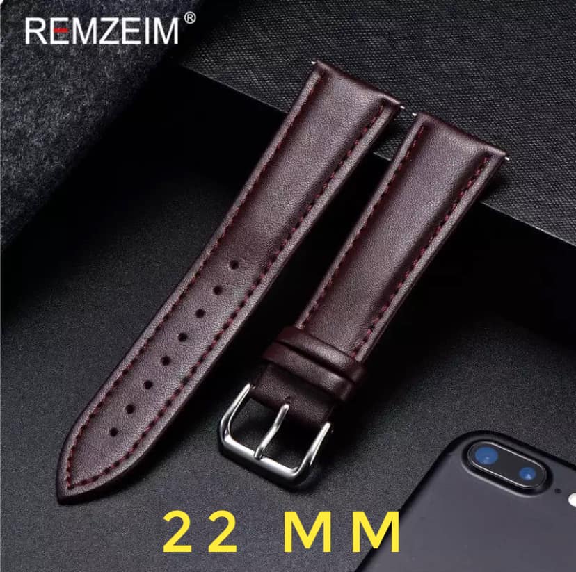 Picture of Leather Watchband Soft Material Watch Band Wrist Strap 20mm 22mm 42mm 44mm 45mm 49mmWith Silver Stainless Steel Buckle