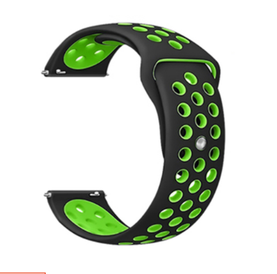 Picture of 22mm Black & Green Soft Silicone Sports Fashion Band Replacement Strap For SmartWatch