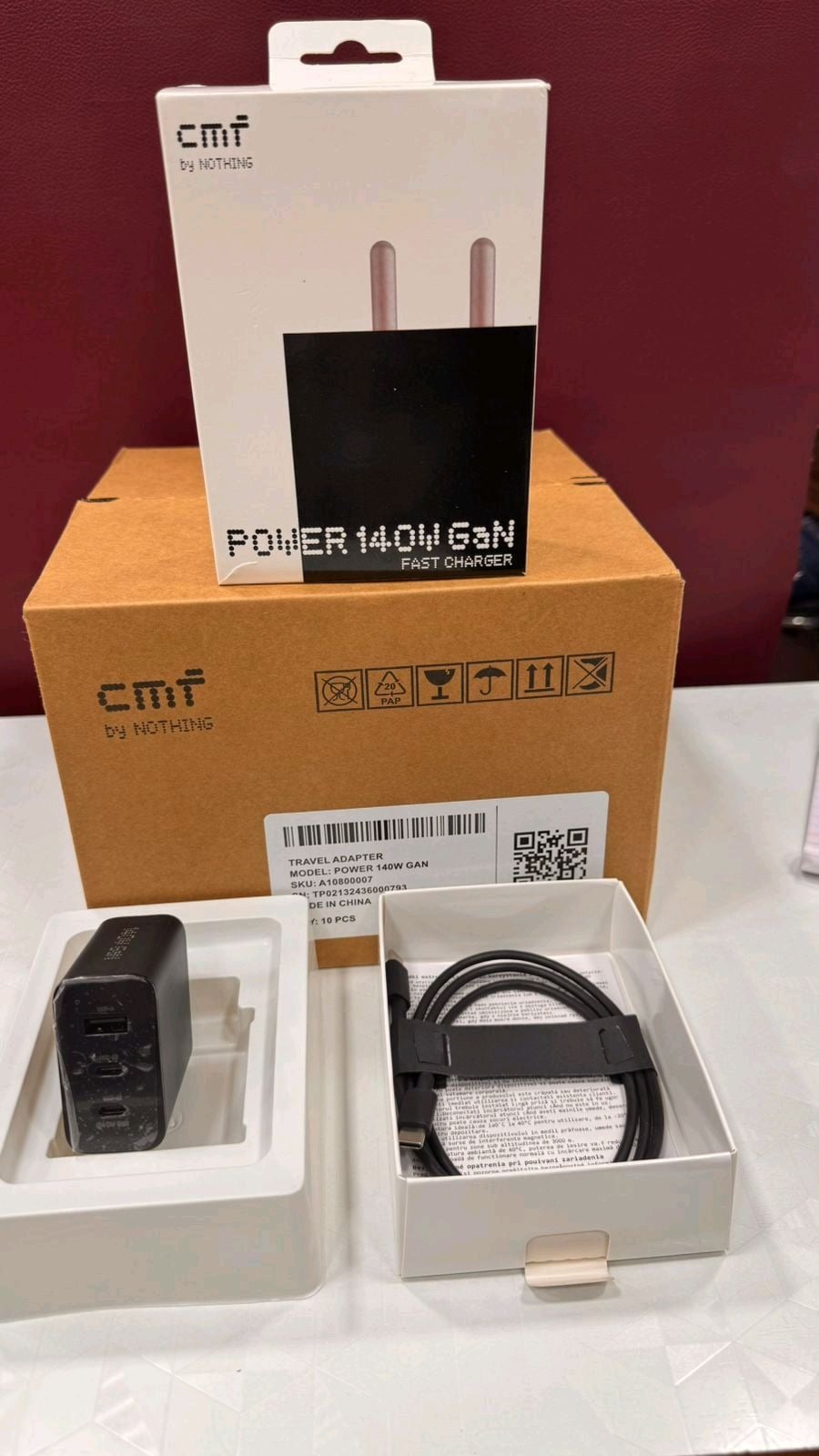Picture of Nothing 140W Gan Fast Charger Nothing 3 Port Adapter with 1m C to C Cable |  with Nothing Phone 3A Pro/3A/2a plus/2a/2/Phone 1/S25/ Macbook/Laptop/Tablet/Pad