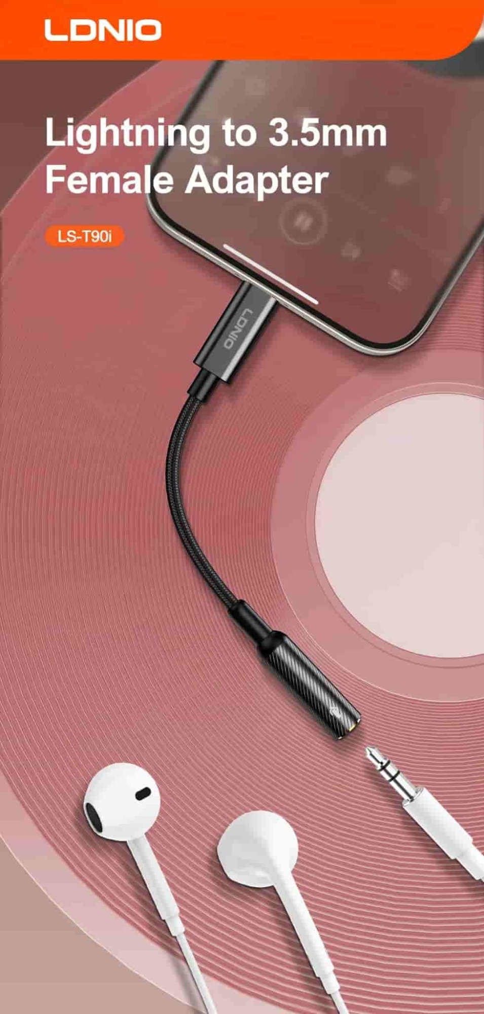 Picture of LDNIO LS-T90i Lightning To 3.5mm Converter