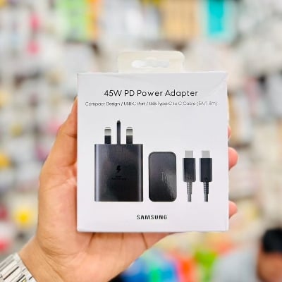 Picture of Samsung 45W 3-Pin PD Power Adapter with 1.8m C to C Cable | Super Fast Charging  (Model - EP-T4510)