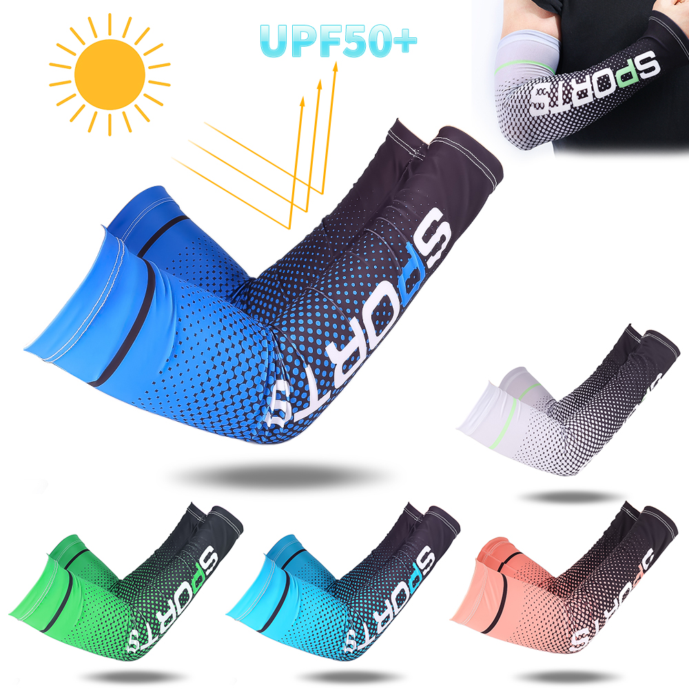 Picture of 2pcs Men Sun UV Protection Ice Silk Long Sleeve Cover Arm Sleeves Sunscreen Arm Outdoor Cool Sports Cycling Hand Protector