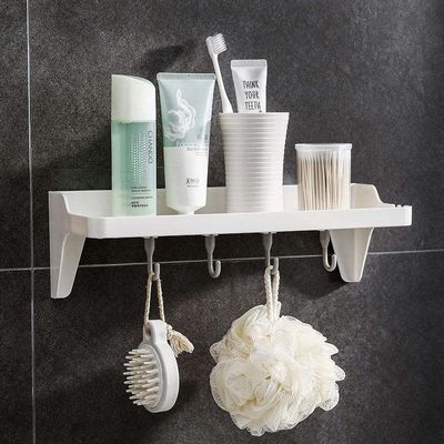 Picture of Adhesive Bathroom Shower Caddy No Drilling Installation 6.6 Lbs Bearing Weight Bathroom Shelf Kitchen Holder for Soap Shampoo Shower Gel Towels Hanger