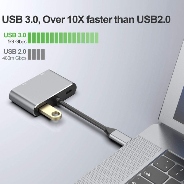 Picture of 4 in 1 Combo Video Conver |  Type C to VGA | Type C to HDMI | Type C-Video Adapters | Converter OTG USB Type-C to HDMI/VGA/USB 3.0/PD