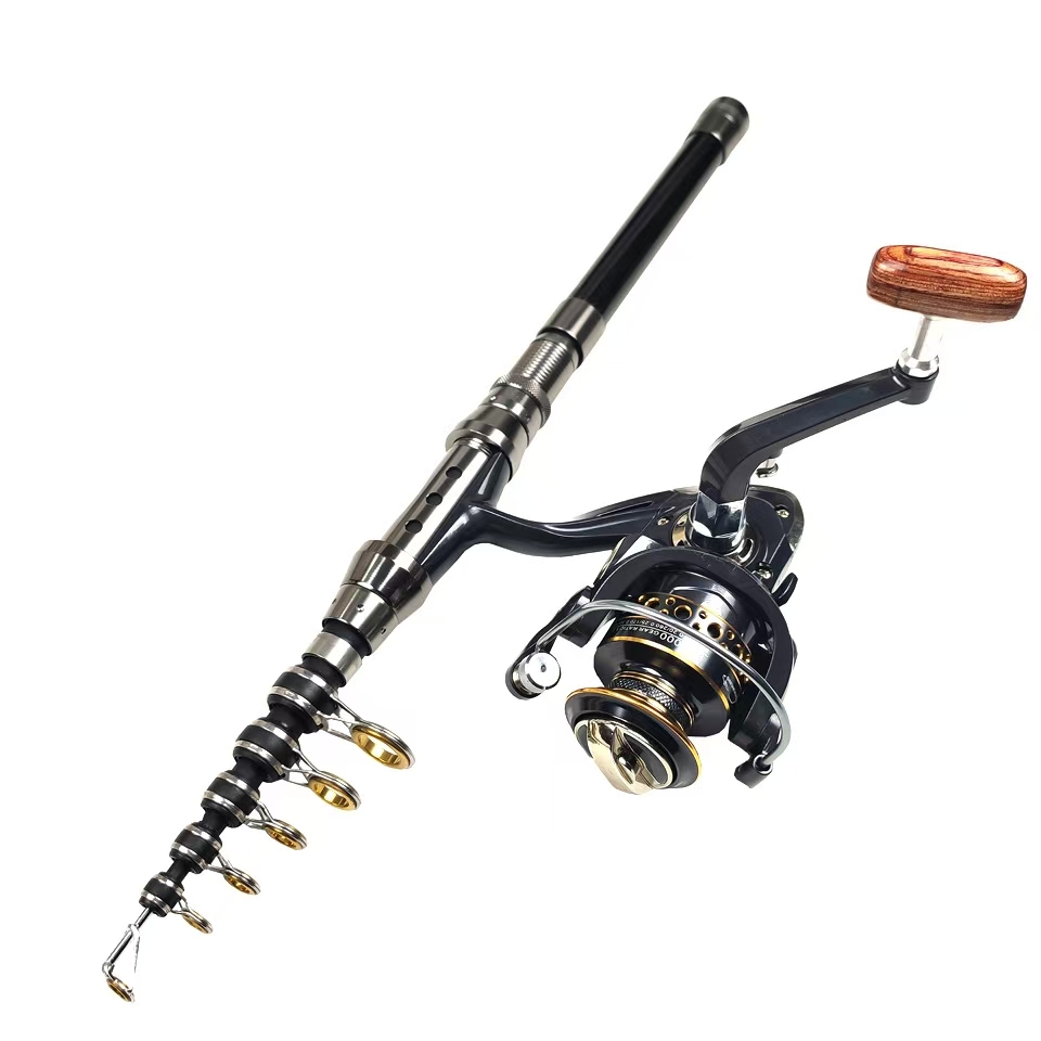 Picture of Fishing Combo Pack – 1.8M Telescopic Rod + BK 2000 Metal Reel + Wolf Warriors 3.0 Fishing Line + Shrimp Bait Hook Se
