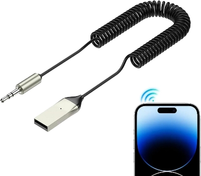 Picture of Wireless Aux Receiver - Metal Automotive Receiver - Metal Aux Input High-Pitched Car Adapter, Wireless 5.2 Receiver for Audio Streaming, Music Microphone