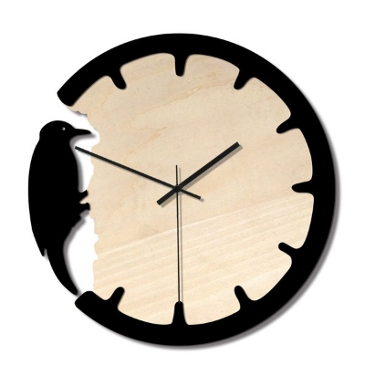Picture of Woodpecker Decorative Wall Clock Creative European Retro Wooden Clock
