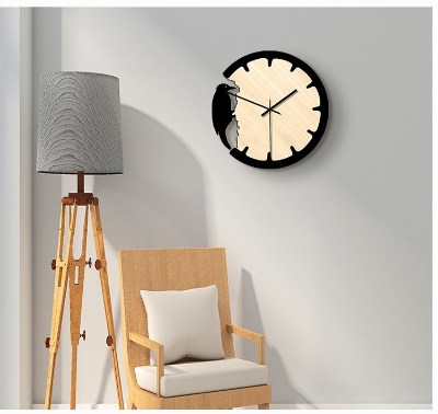 Picture of Woodpecker Decorative Wall Clock Creative European Retro Wooden Clock