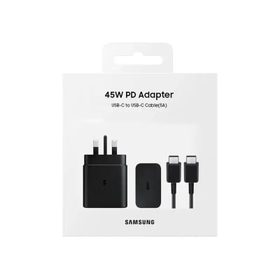 Picture of Samsung 45W 3-Pin PD Power Adapter with 1.8m C to C Cable | Super Fast Charging  (Model - EP-T4510)