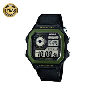 Picture of Casio World Time Illuminator Nylon Belt Watch AE-1200WHB-1BVDF