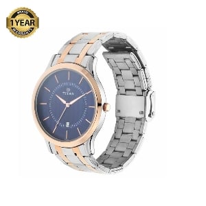 Titan 1825KM01 Analog Date Dual Tone Stainless Steel Watch for Men