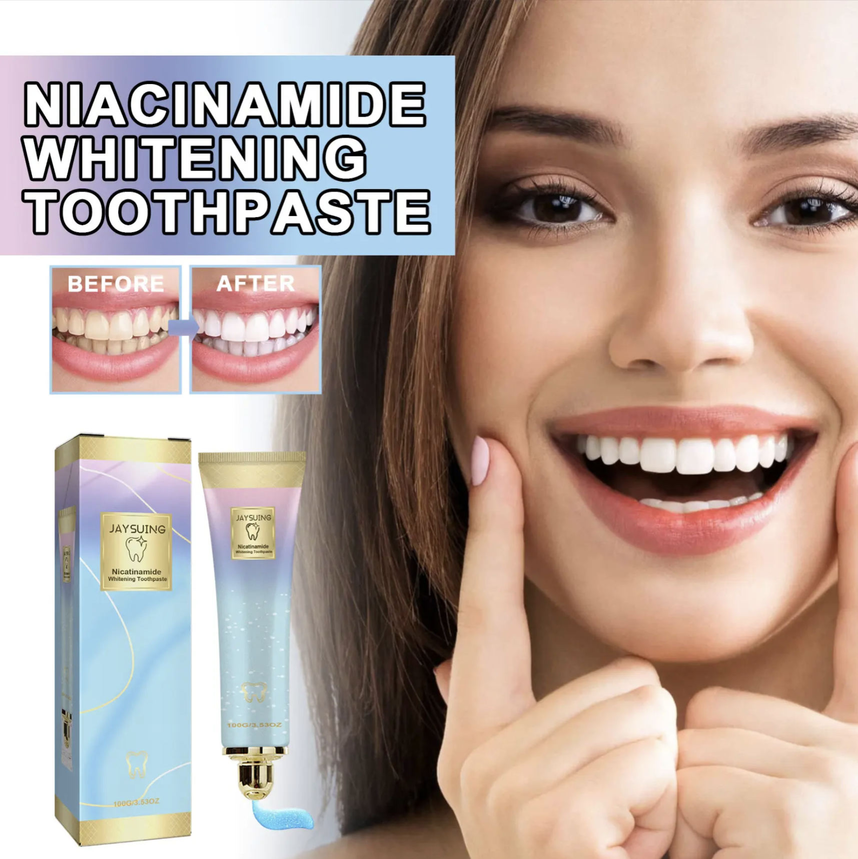 Picture of Jaysuing Niacinamide toothpaste aqua cool teeth whitening stain removal 100g