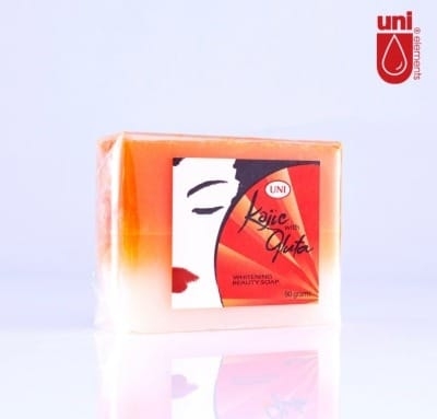 Picture of Kojic Gluta with Papaya permanent whitening face and body soap for instant result of popular Philippine's Uni brand 90 gm, Whitening, Lightening, Instant whitening, tan removal, pigmentation reducing soap bar