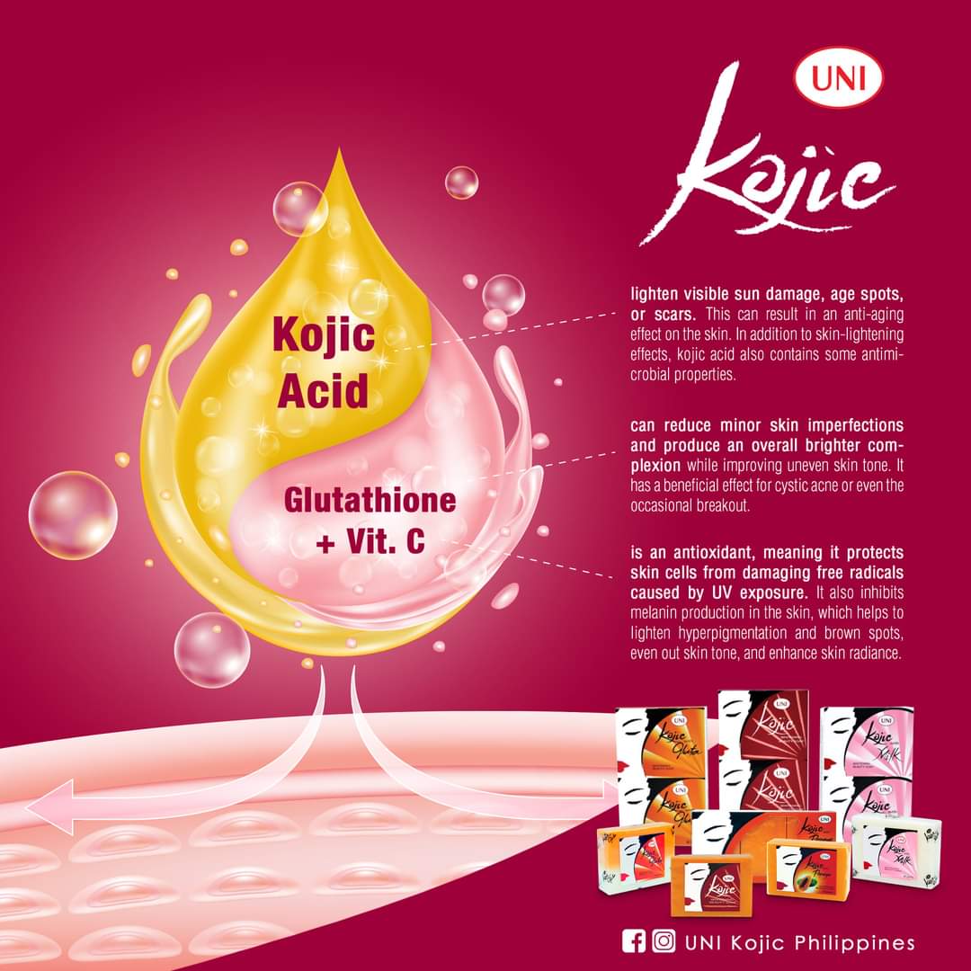 Picture of Kojic Whitening Soap with Vitamin C permanent whitening (Men & Women) face and body soap for instant result of popular Philippine's Uni brand 90 gm,  Lightening, Instant whitening, tan removal, pigmentation reducing soap bar