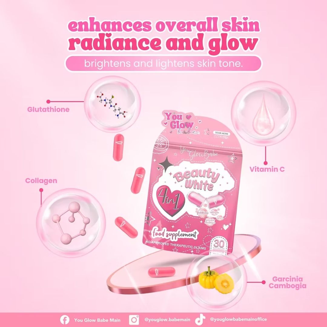 Picture of You Glow Babe Glutathione Beauty White 4 in 1 Intense Whitening/Collagen & Vitamin C *30 Capsules*
