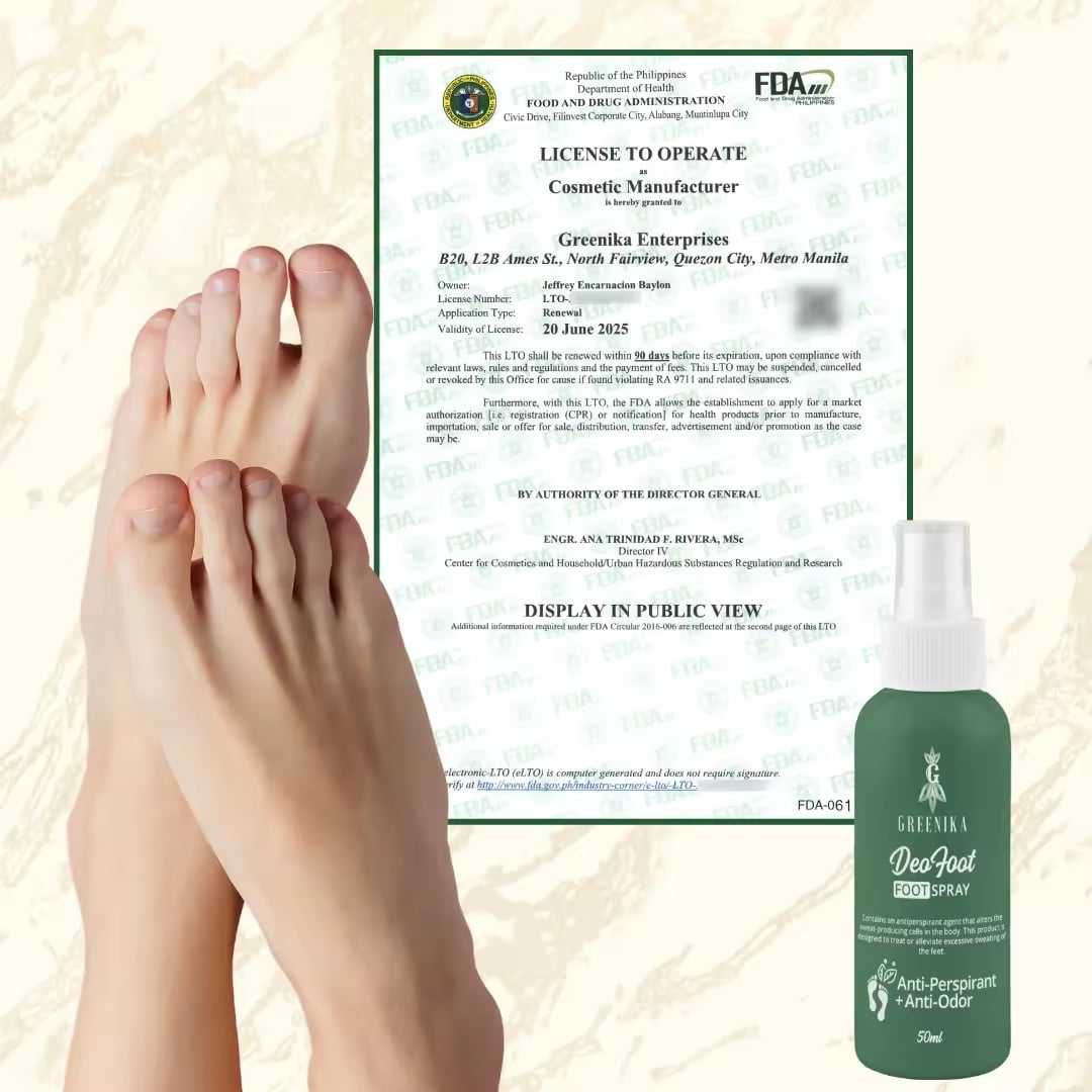 Picture of 1 pc 50ml Greenika DeoFoot  Anti Perspirant Shoe Deodorizer Spray Anti Perspirant Deo Spray Foot Spray Anti Odor Men Foot Deodorant Spray with Tawas Deodorant Whitening