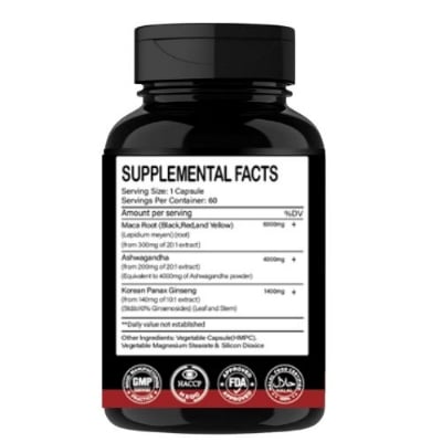 Picture of GEN.CELL GOLD MACA ASHWAGANDHA PANAX GINSENG Maca Root 6,000mg + ASHWAGANDHA 4000mg + Korean Panax Ginseng 1,400mg - 20x Concentrated Extract Black + Red + Yellow Maca Root, 10x Concentrated Extract Panax Ginseng Capsules - Ultra Potent & Highly Purified