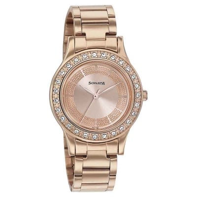 Picture of Sonata Black Round Dial Multicolour Strap Watch For Ladies