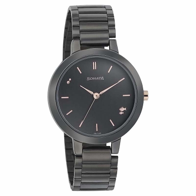 Picture of Sonata Quartz Analog Multicoloured Dial Two Toned Stainless Steel Strap Watch For Women