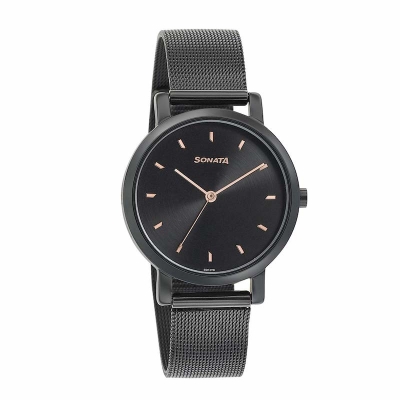 Picture of Sonata Brown Round Dial Maroon Strap Watch For Ladies