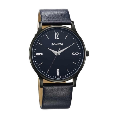 Picture of Sonata Blue Round Dial Multicolour Strap Watch For Gents