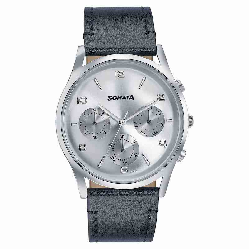Picture of Sonata Quartz Analog Blue Round Dial Silver Stainless Steel Strap Watch For Men