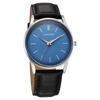 Picture of Sonata Quartz Analog Black Dial Black Stainless Steel Strap Watch For Men