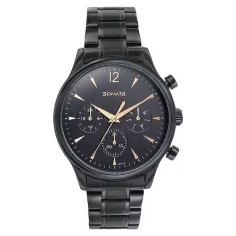 Picture of Sonata Blue Round Dial Yellow Strap Watch For Gents