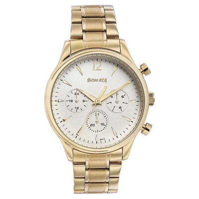 Picture of Sonata Quartz Analog White Dial Brown Leather Strap Watch For Men
