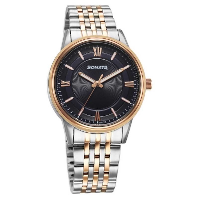 Picture of Sonata Aspire Quartz Analog Silver Dial Leather Strap Watch for Men