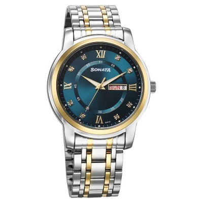 Picture of Sonata Aspire Quartz Analog Blue Dial Leather Strap Watch for Men