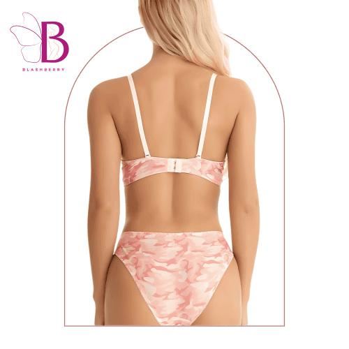 Picture of Women's Pink Camouflage Lingerie Set – Push Up Underwire Bra & Hipster Panty – Sexy 2-Piece Printed Underwear Set