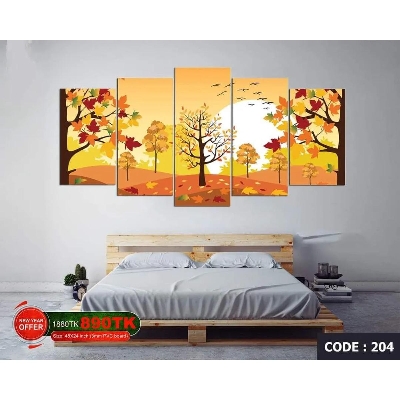 Picture of 5Pcs In 1 Set Palm Tree Sunset Wall Canvas Art Ready to Hang for Living Room or Bedroom Home Decoration On Wall Canvas Painting Wall - wall decoration-Multicolor