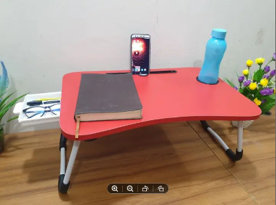 Picture of water proof table Portable Foldable Home Laptop/Notebook Stand Desk/Table for Study Computer Laptop Desk Small Foldable Multi-Function Bed Desk Simple Dormitory Lazy Table Bed with Laptop Table-Black