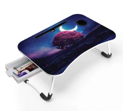 Picture of waterproof table Portable Foldable Home Laptop/Notebook Stand Desk/Table for Study Computer Laptop Desk Small Foldable Multi-Function Bed Desk Simple Dormitory Lazy Table Bed with Laptop Table-Cinnamon