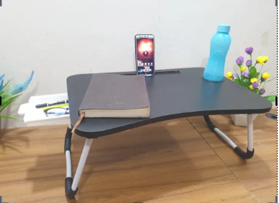 Picture of waterproof table Portable Foldable Home Laptop/Notebook Stand Desk/Table for Study Computer Laptop Desk Small Foldable Multi-Function Bed Desk Simple Dormitory Lazy Table Bed with Laptop Table-Black