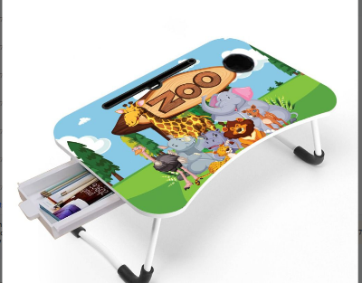 Picture of waterproof tabale Portable Foldable Home Laptop/Notebook Stand Desk/Table for Study Computer Laptop Desk Small Foldable Multi-Function Bed Desk Simple Dormitory Lazy Table Bed with Laptop Table-White