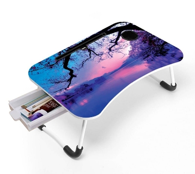 Picture of vairal table waterproof table  Portable Foldable Home Laptopnotebook Stand Desktable For Study -Multipurpose Portable Folding Laptop Table with Cup Holder-Multicolor