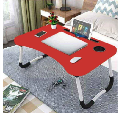 Picture of unique portable laptop table  and kids study table for babys study  table kids item  man item  man item women item ladys item Computer Laptop Desk Small Foldable Multi-Function Bed Desk Simple Dormitory Lazy Table Bed with Laptop Table-Red