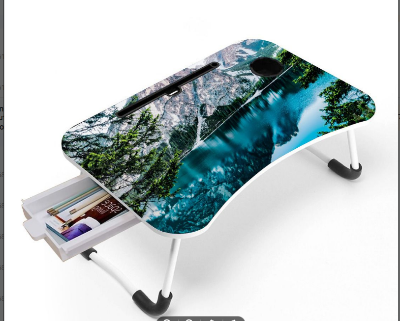Picture of waterproof table most portable laptop table motu patlu  waterproof  stiker portable Motu Patlu laptop table for kids study and laptop use Computer Laptop Desk Small Foldable Multi-Function Bed Desk Simple Dormitory Lazy Table Bed with Laptop Table-Cinnamon