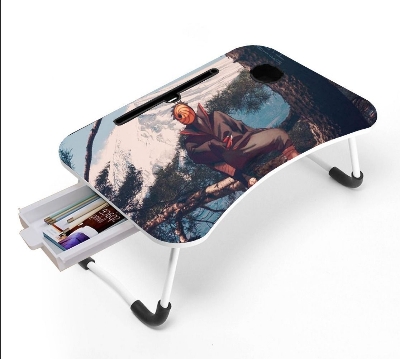 Picture of waterproof stiker table most unique  portable study table kids and babys study table for smart think Computer Laptop Desk Small Foldable Multi-Function Bed Desk Simple Dormitory Lazy Table Bed with Laptop Table-Olive