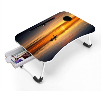Picture of waterproof stiker table unique  portable study table unique portable laptop table  babys item babys item man item women  Computer Laptop Desk Small Foldable Multi-Function Bed Desk Simple Dormitory Lazy Table Bed with Laptop Table-Gold